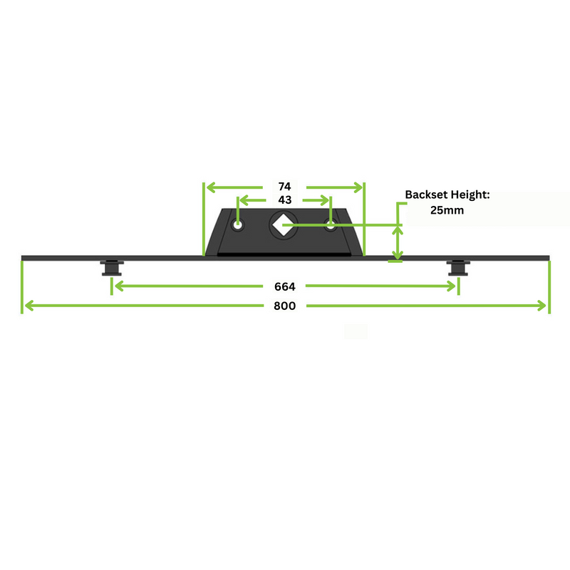 LENGTH: 800mm - BACKSET:25mm