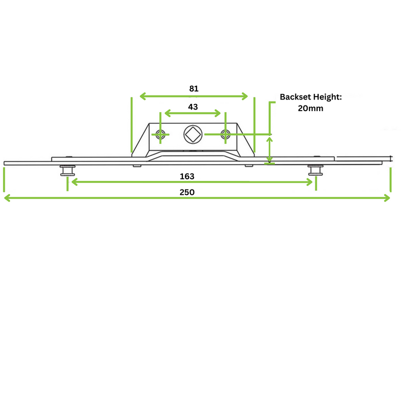 LENGTH: 250mm - BACKSET:20mm