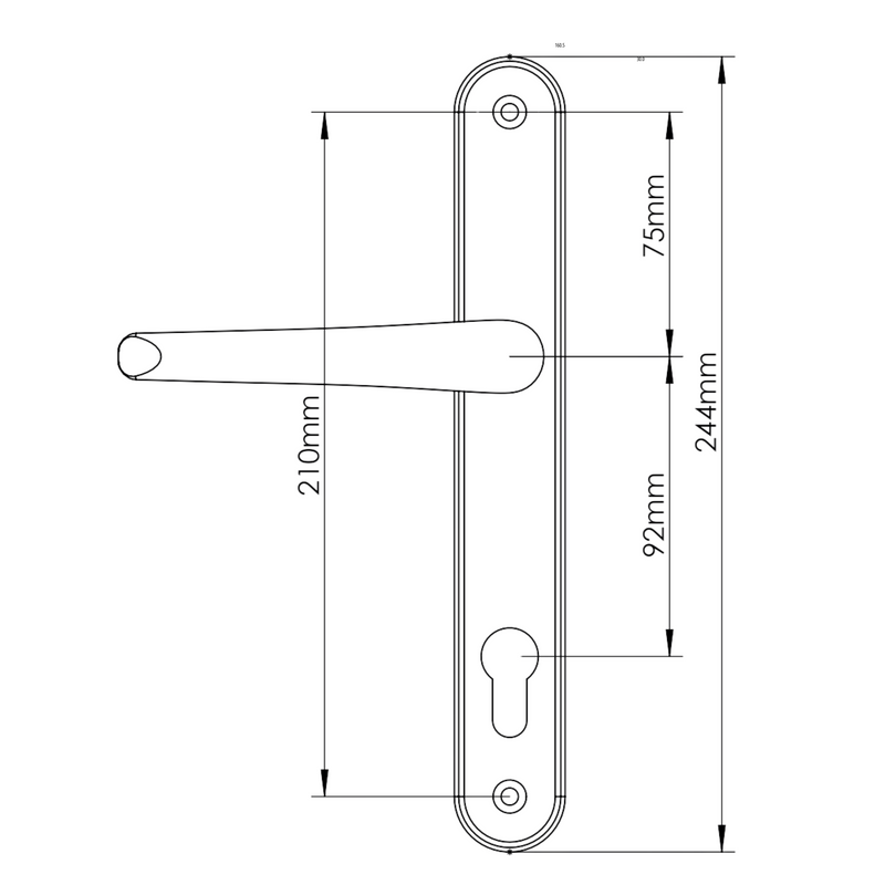 uPVC Door Handle (Long Back Plate 210mm) - Anthracite Grey