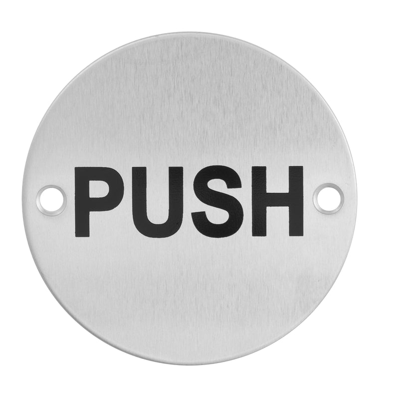 Satin Stainless Steel Door Sign Push 76mm