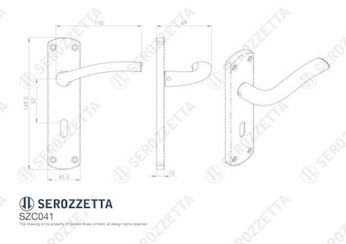 Serozzetta Cuatro Door Handles Lock Satin Chrome