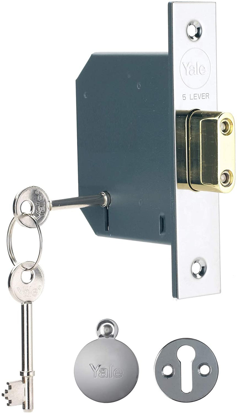 Yale BS 5 Lever Mortice Deadlock 76mm Polished Chrome