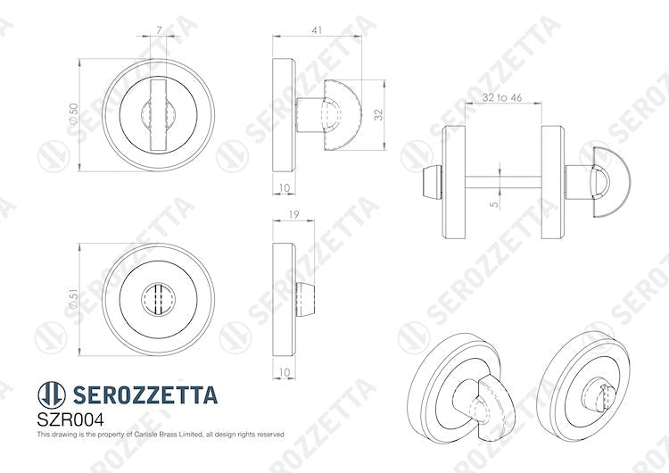 Serozzetta Thumbturn Escutcheon Satin Chrome