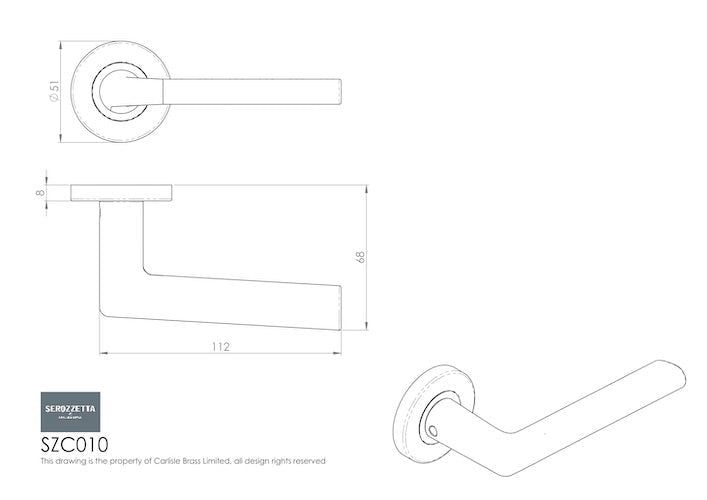 Serozzetta Uno Lever On Rose Door Handles Satin Chrome