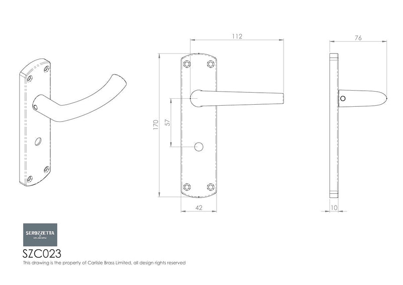 Serozzetta Dos Door Handles Bathroom Polished Chrome