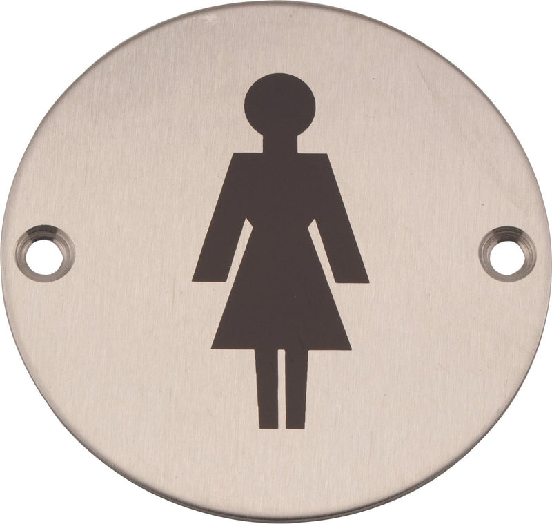 Satin Stainless Steel Door Sign Female 75mm