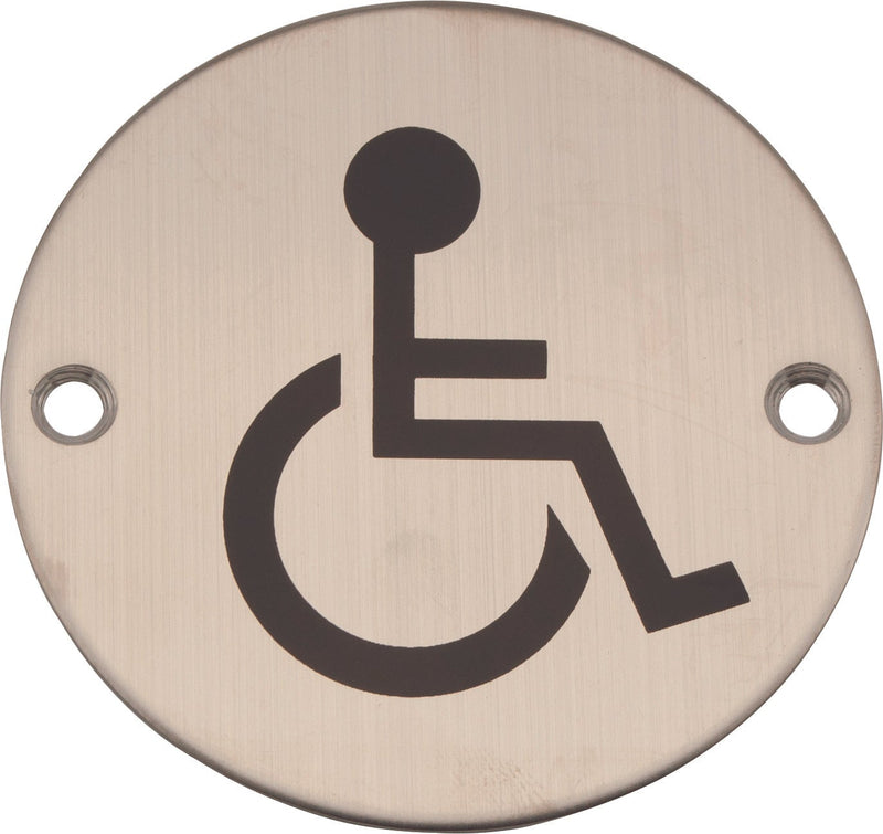 Satin Stainless Steel Door Sign Disabled 75mm