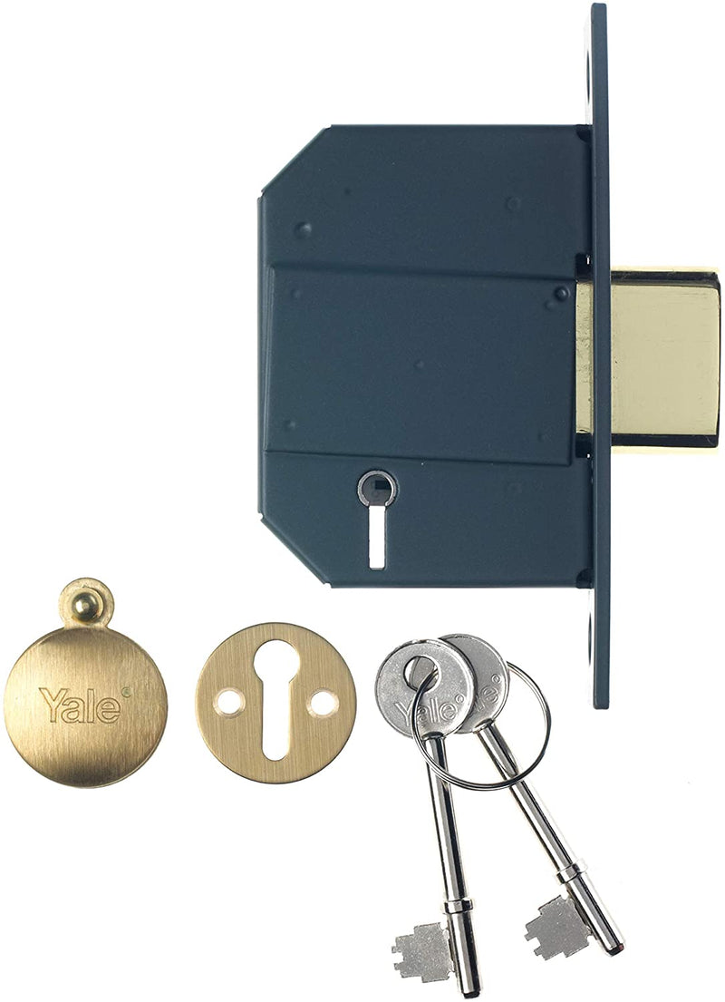 Yale BS 5 Lever Mortice Deadlock 64mm Polished Brass