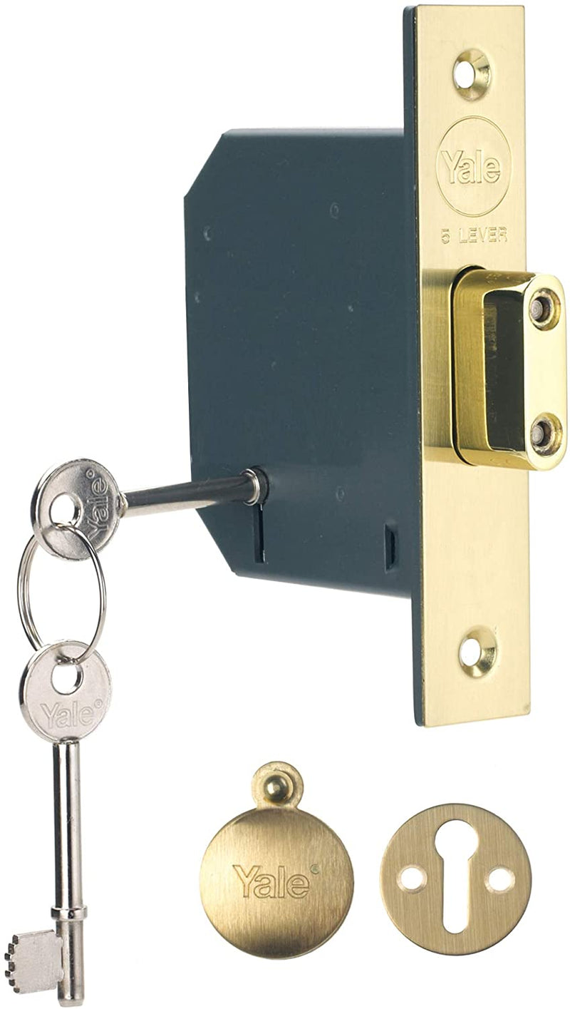 Yale BS 5 Lever Mortice Deadlock 76mm Polished Brass